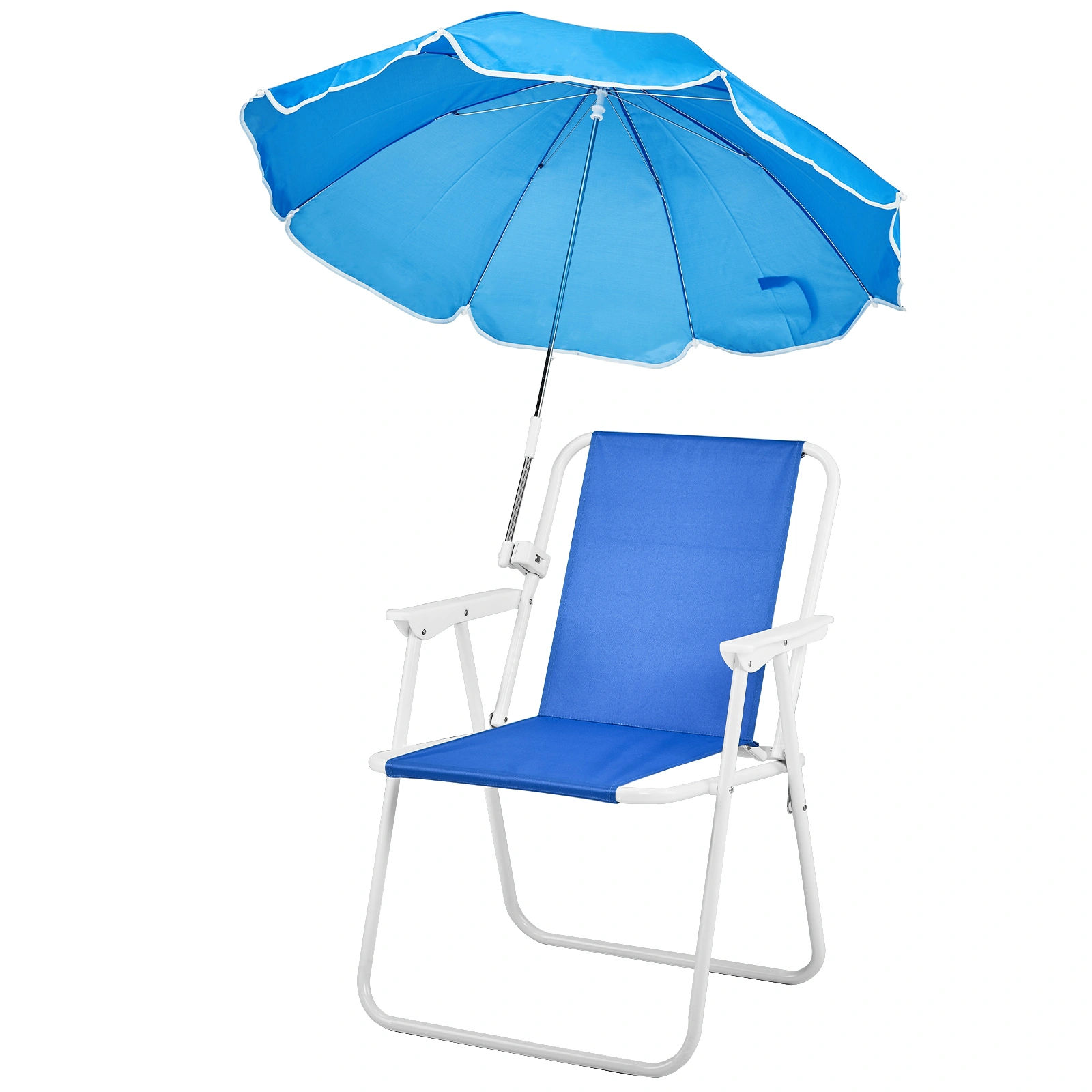 Folding Beach Chair with Umbrella - Lightweight Portable Camping Chair 265lbs Capacity for Adults, Travel Picnic Concert Outdoor Activities, Blue