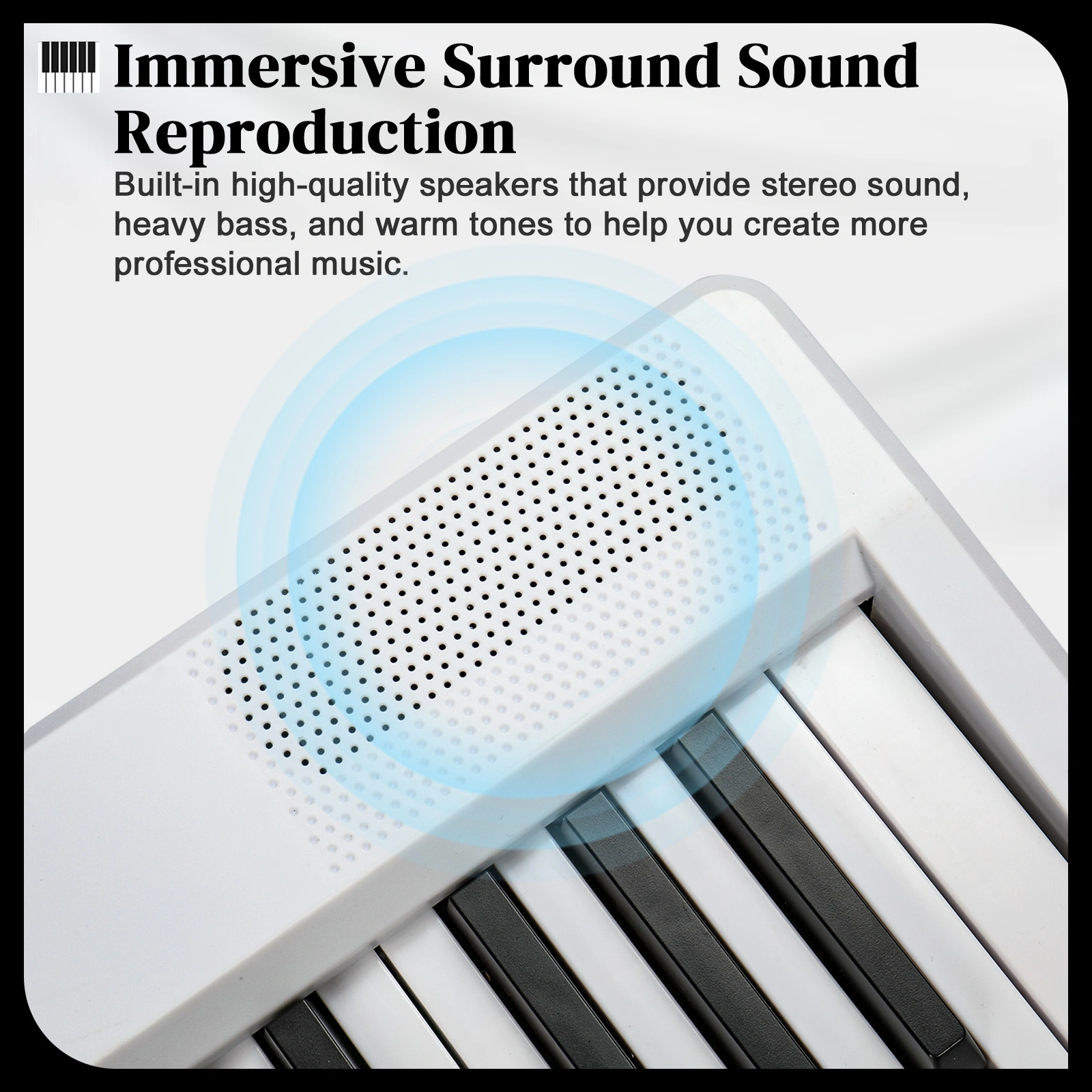 GPP-106 88 Key Digital Piano, Semi-Weighted Folding Keyboard with MIDI Bluetooth, Headphone & Carry Bag, White view 5