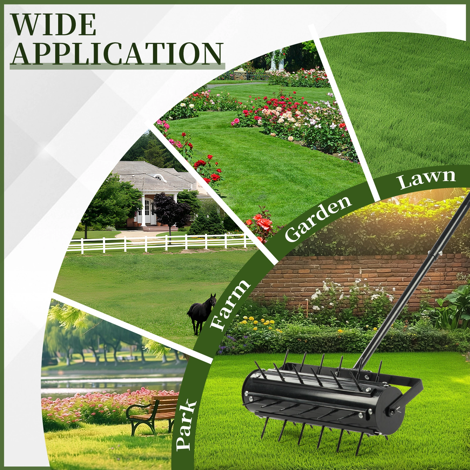 17-Inch Manual Lawn Aerator Tool, T-Handle Rolling Aerator Spike Tool, Heavy Duty Garden Aeration Tool for Grass, Yard & Soil Health, Black view 14