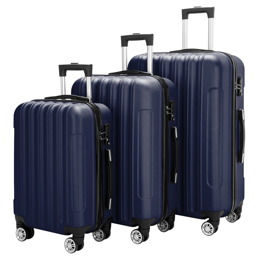 Large Capacity 3-in-1 Travel Luggage Set, Multifunctional Suitcase Storage for Airplane Cabin, Navy Blue view 3