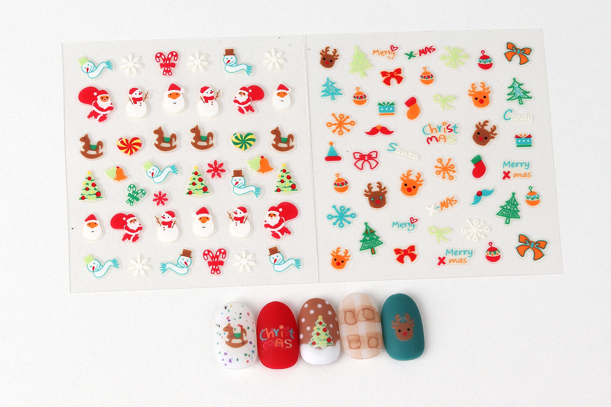GlossyBlossom 3D Christmas Nail Stickers Korean Holiday Nail Art Decals Santa Reindeer Snowflake Tree Designs DIY Manicure view 5