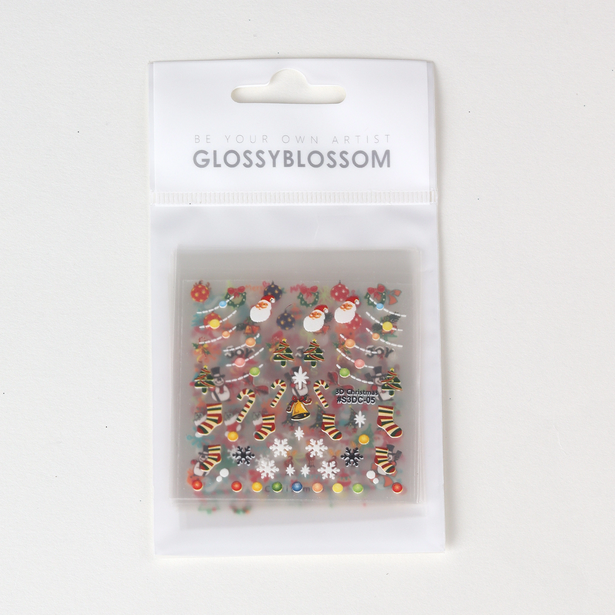 GlossyBlossom 3D Christmas Nail Stickers Korean Holiday Nail Art Decals Santa Reindeer Snowflake Tree Designs DIY Manicure view 9