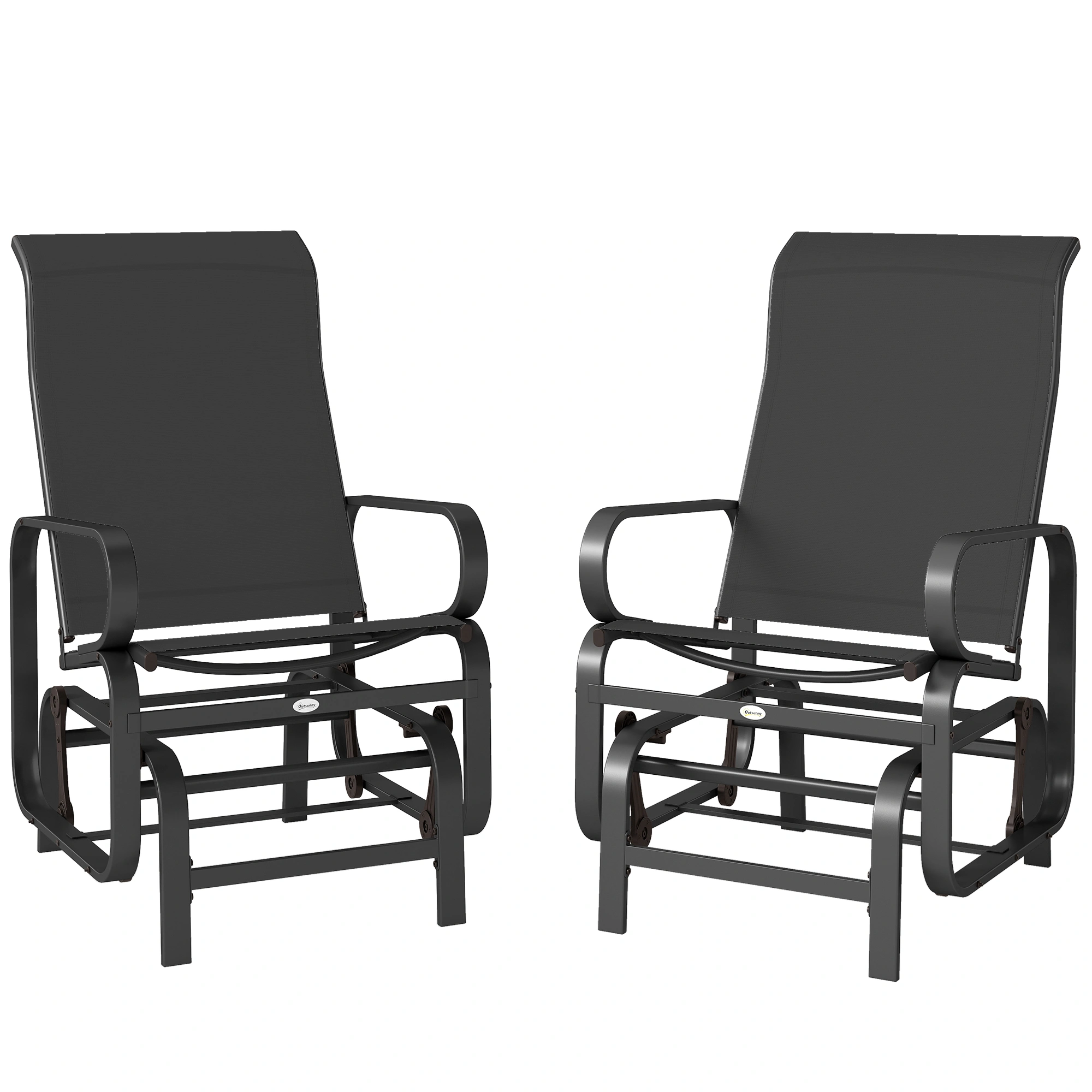 Gliding Lounger Chair Set of 2 Outdoor Patio Rocking Chairs with Cushions