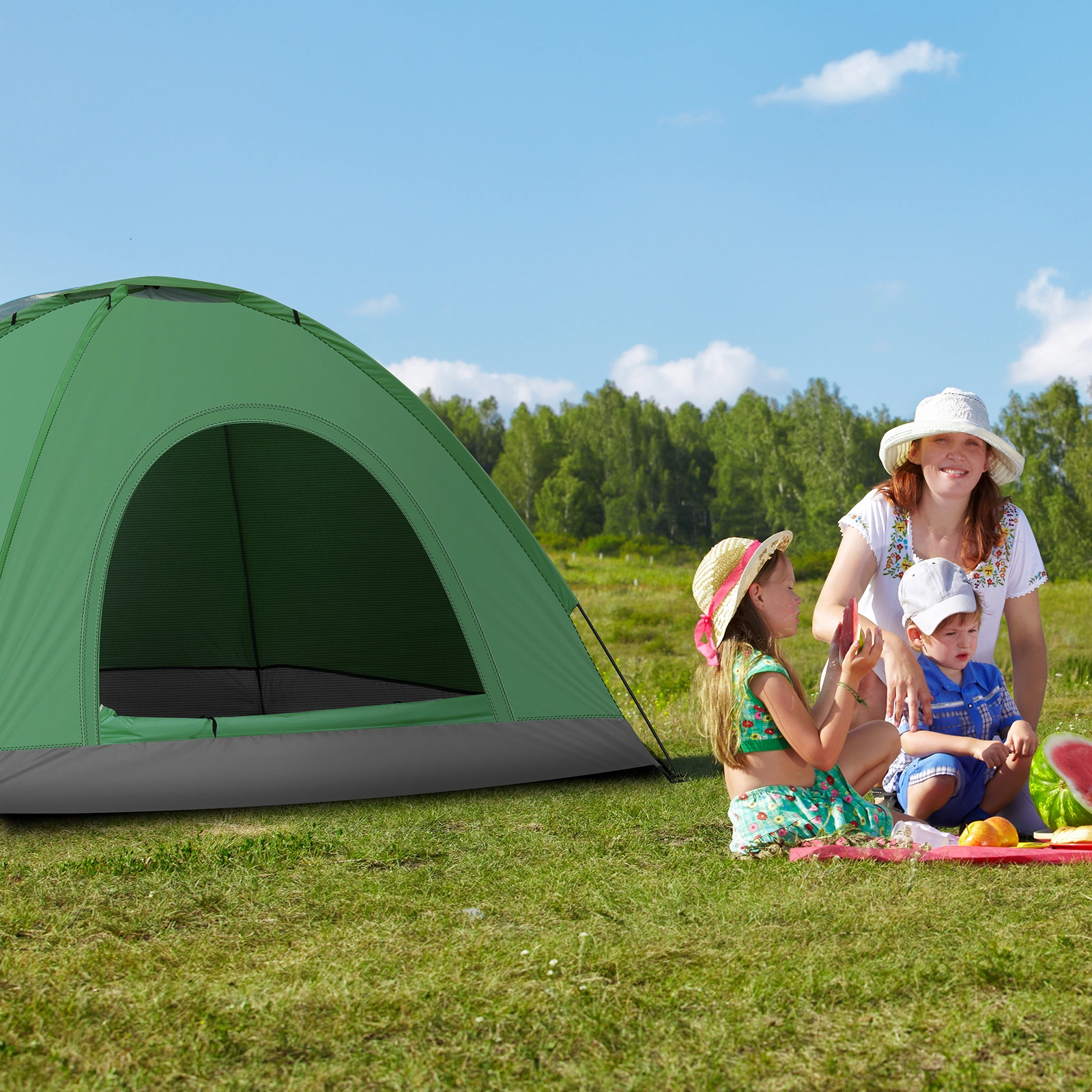 3-4 Person Camping Dome Tent, Army Green Waterproof Family Outdoor Tent, Easy Setup for Hiking Backpacking view 10