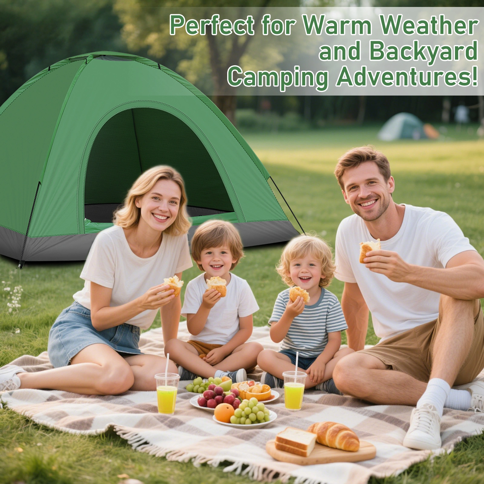 3-4 Person Camping Dome Tent, Army Green Waterproof Family Outdoor Tent, Easy Setup for Hiking Backpacking view 6