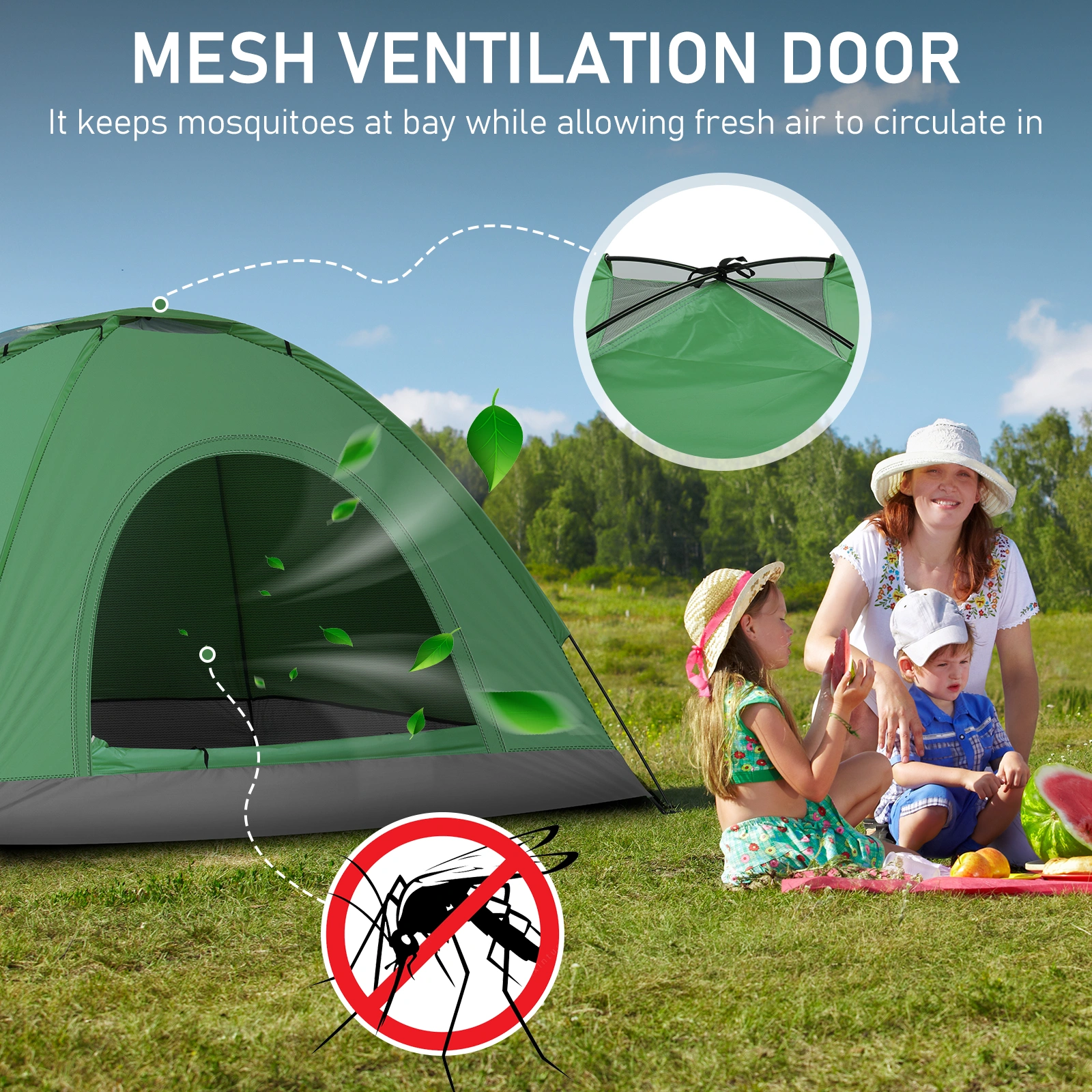 3-4 Person Camping Dome Tent, Army Green Waterproof Family Outdoor Tent, Easy Setup for Hiking Backpacking view 7
