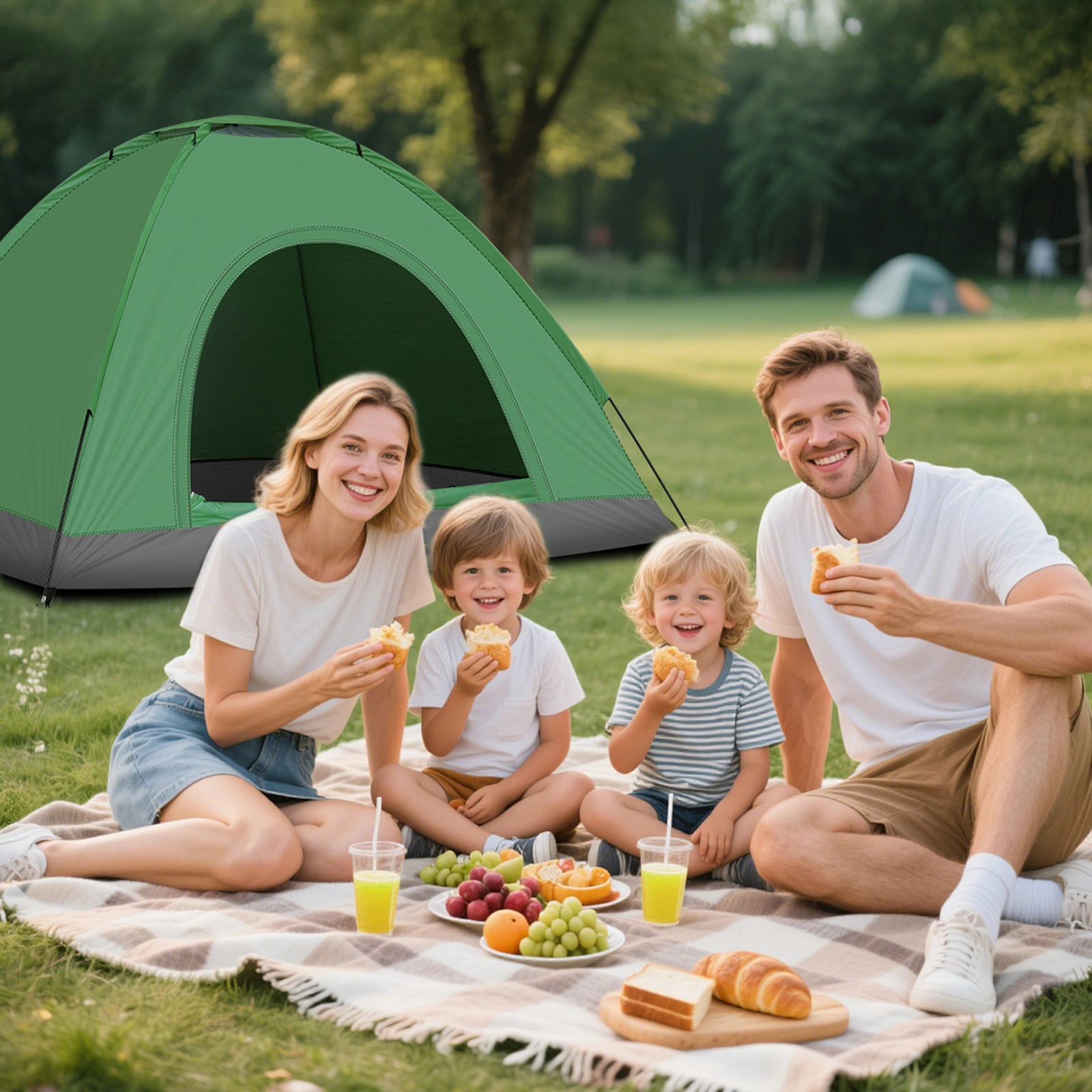 3-4 Person Camping Dome Tent, Army Green Waterproof Family Outdoor Tent, Easy Setup for Hiking Backpacking view 9