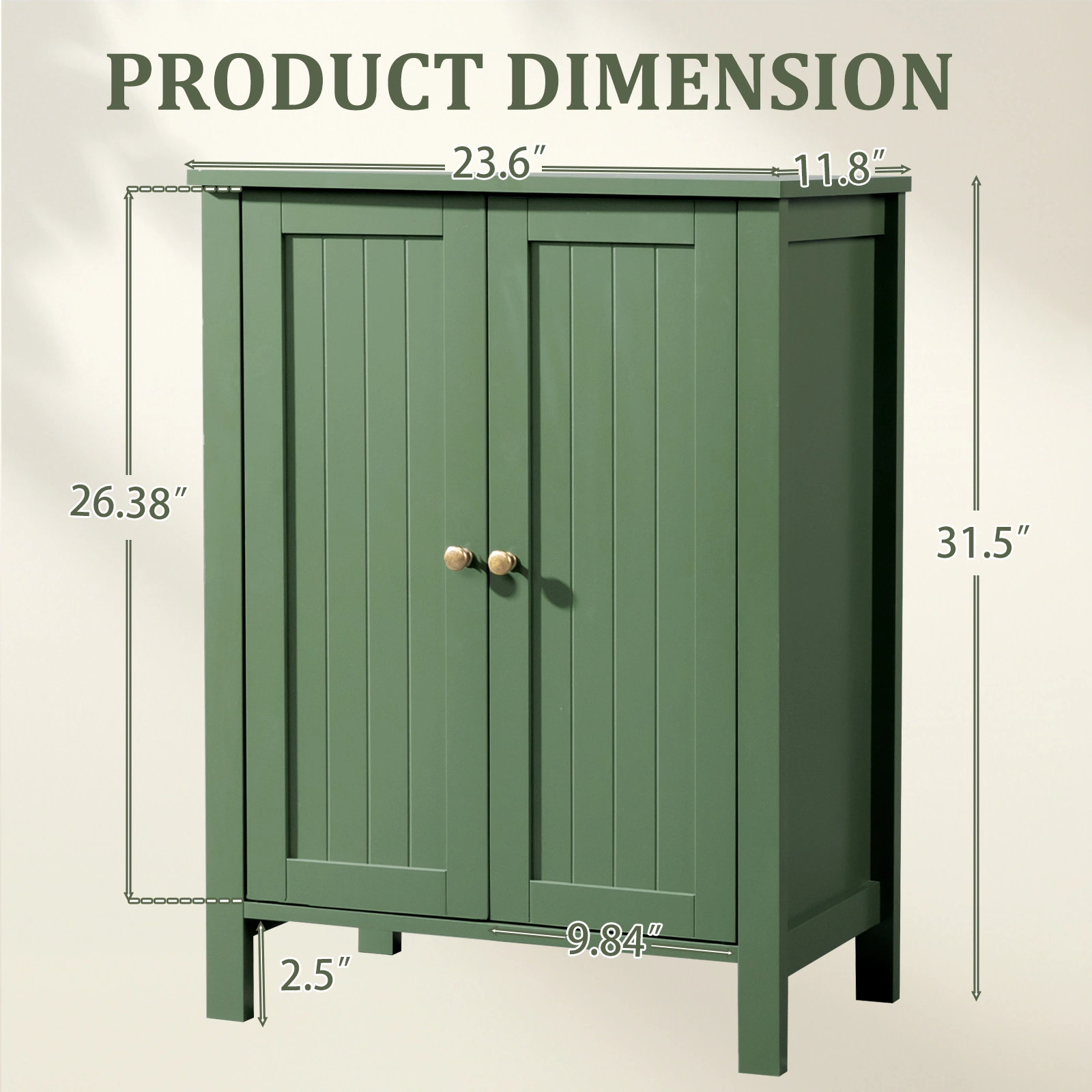 60cm Bathroom Vanity Forest Green MDF Vertical Stripes Double Door 60x30x80cm view 10