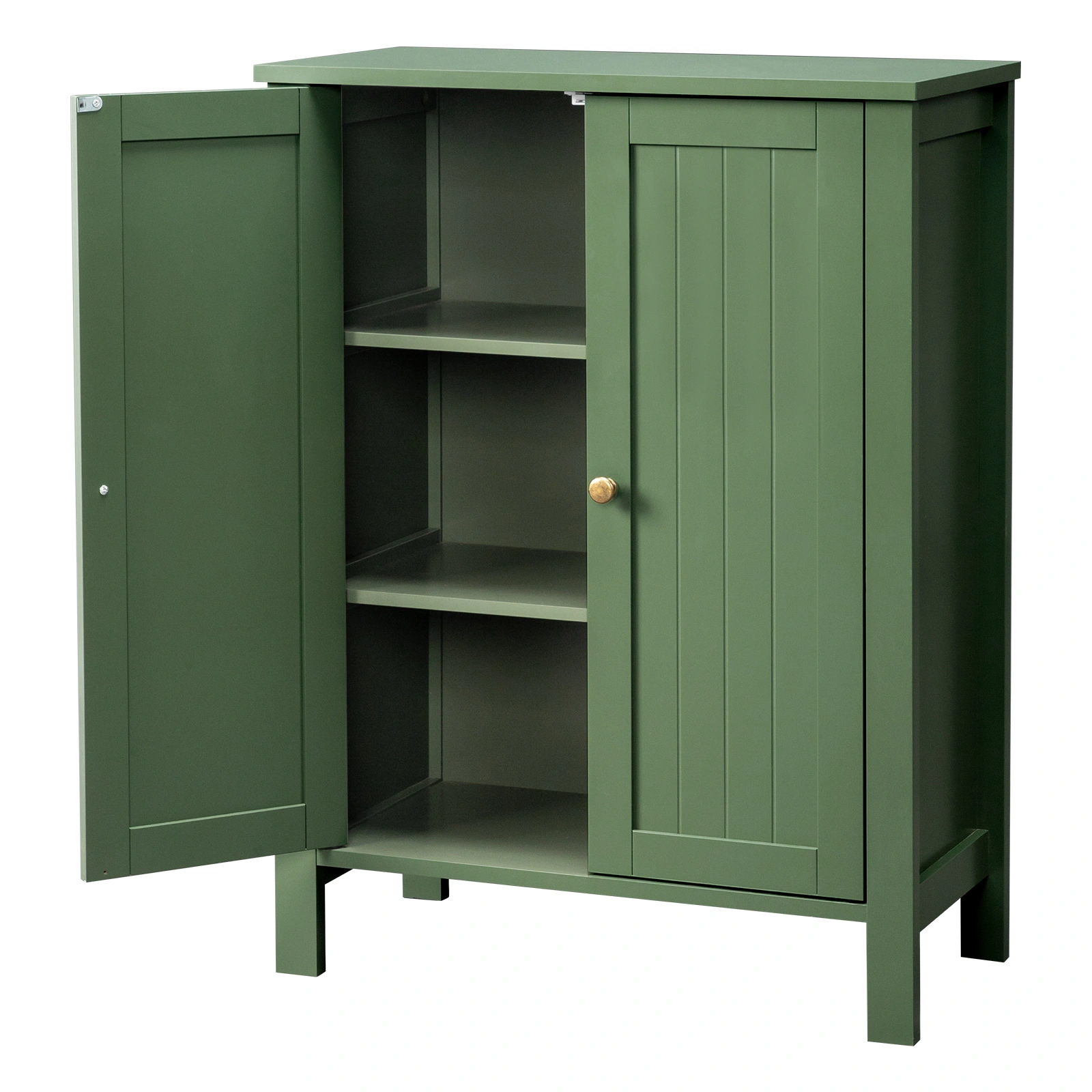 60cm Bathroom Vanity Forest Green MDF Vertical Stripes Double Door 60x30x80cm view 4
