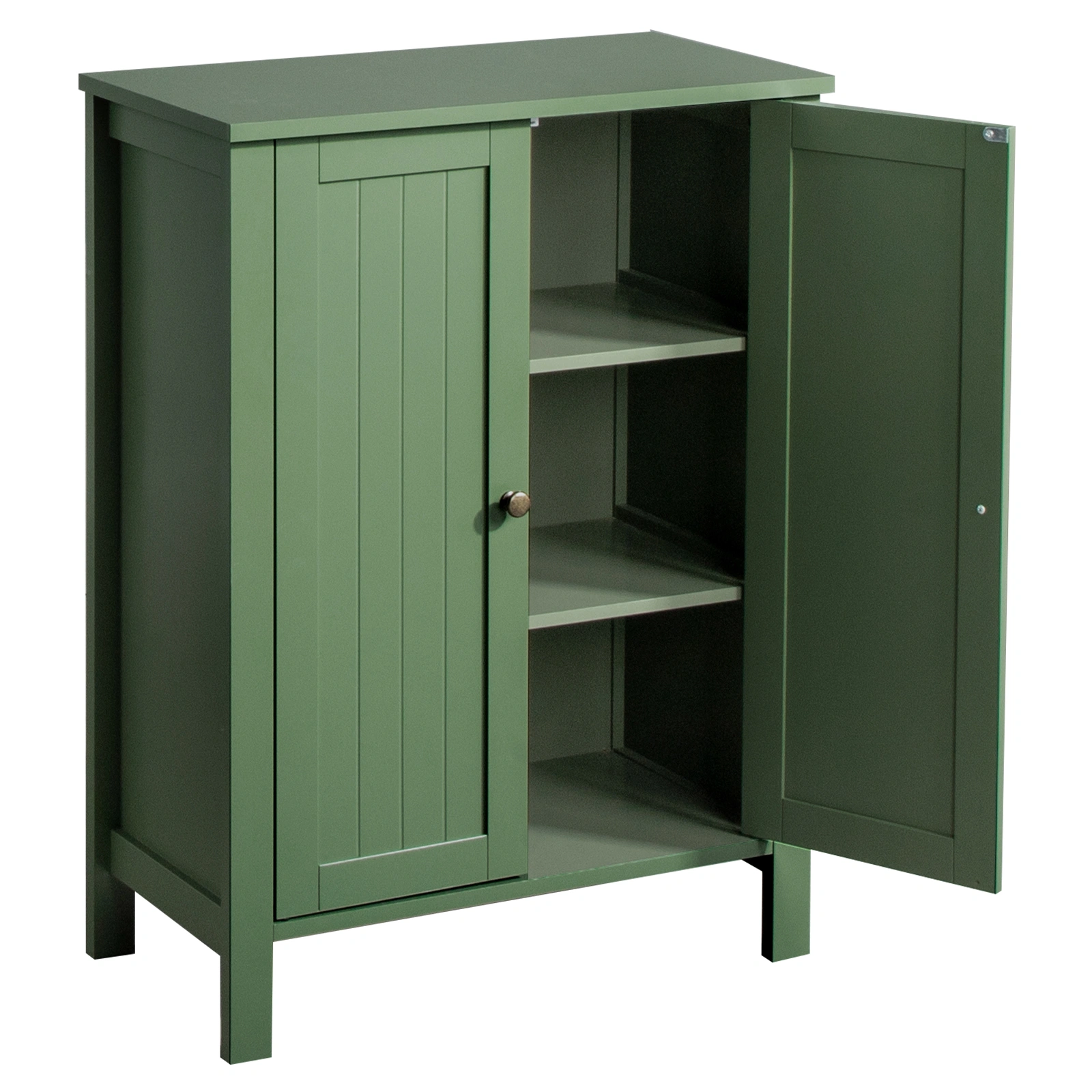 60cm Bathroom Vanity Forest Green MDF Vertical Stripes Double Door 60x30x80cm view 5