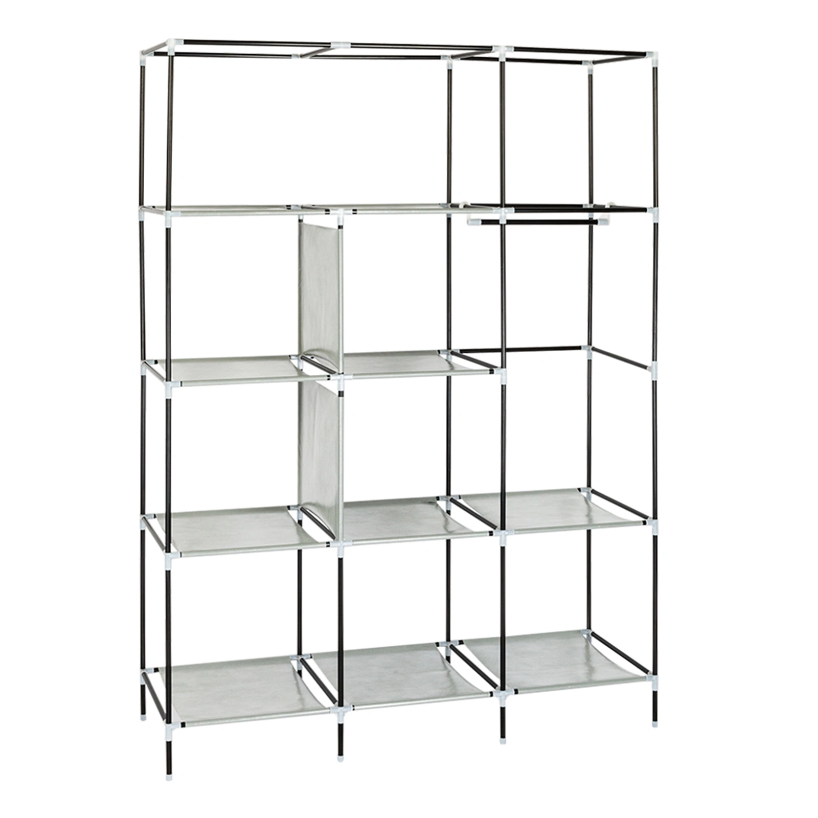 69 Inch High Leg Non-Woven Fabric Wardrobe Closet Cabinet Organizer Gray view 18
