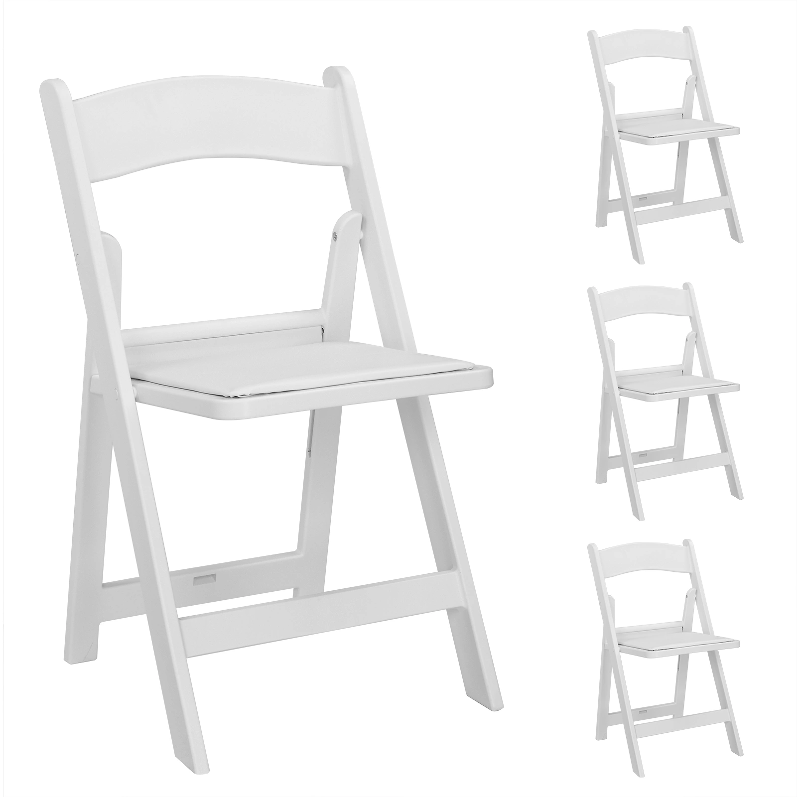 4 Pack White Folding Chairs with Padded Seat, Resin Stackable Event Chairs Indoor Outdoor for Home Party Picnic Wedding School view 26