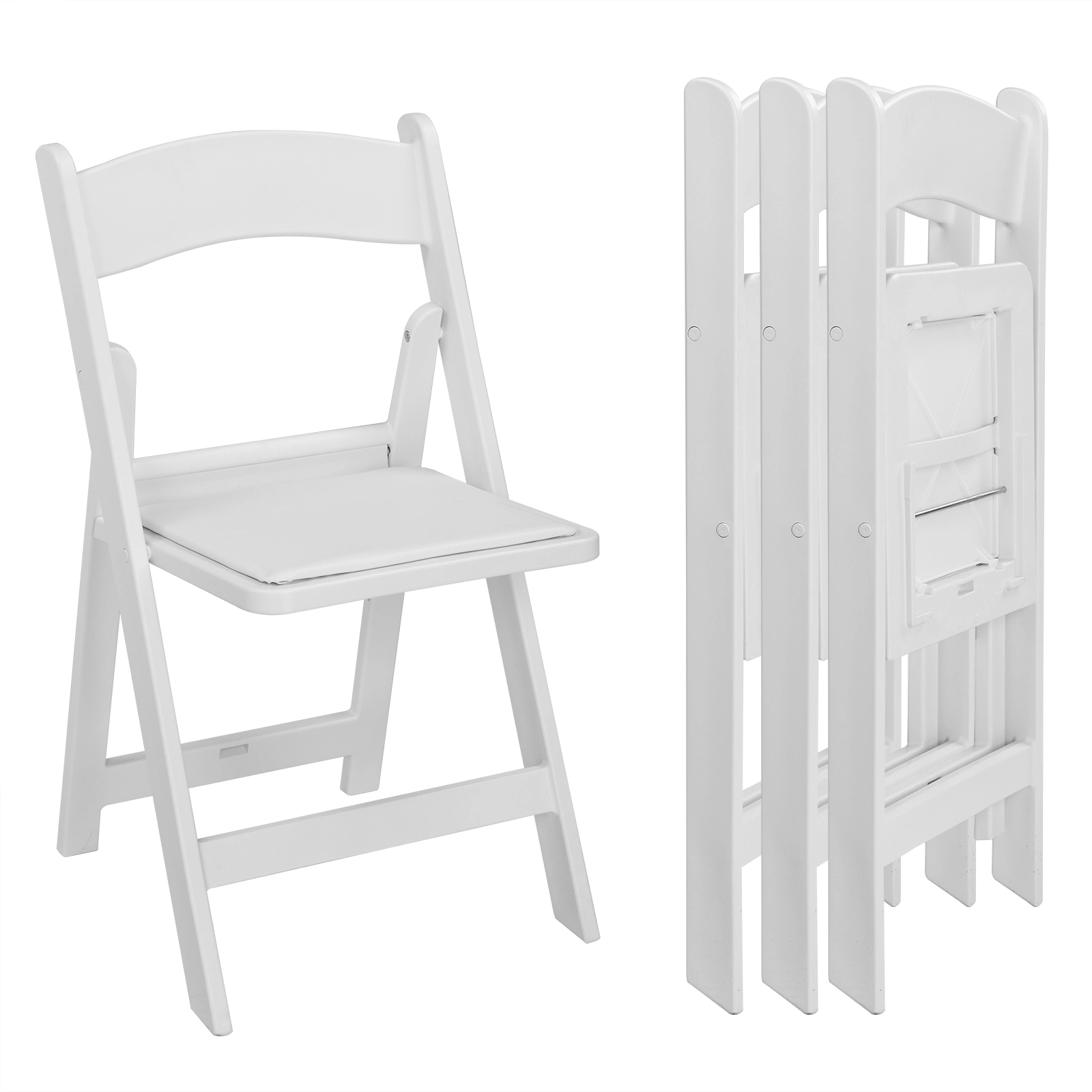 4 Pack White Folding Chairs with Padded Seat, Resin Stackable Event Chairs Indoor Outdoor for Home Party Picnic Wedding School view 27