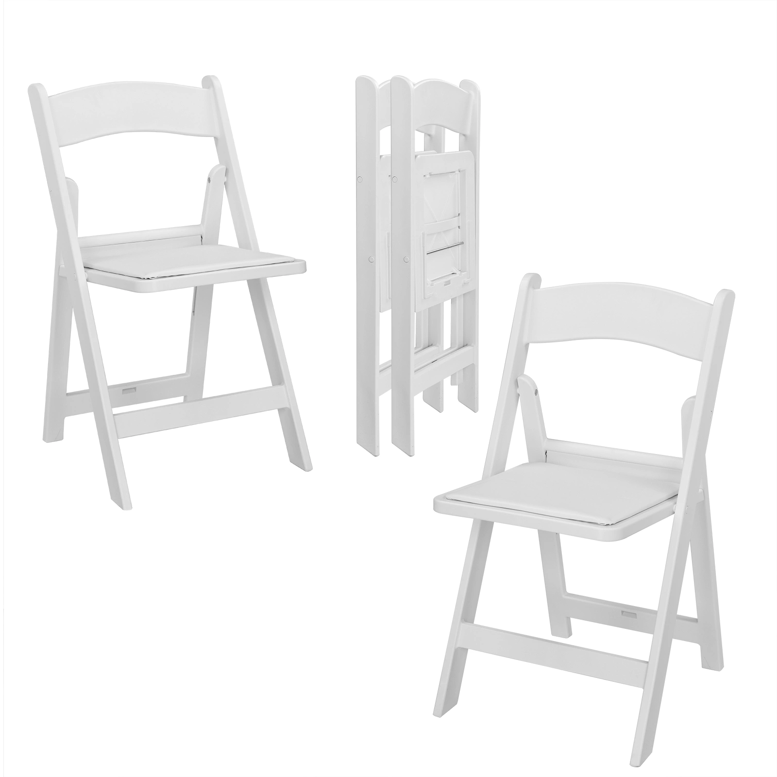 4 Pack White Folding Chairs with Padded Seat, Resin Stackable Event Chairs Indoor Outdoor for Home Party Picnic Wedding School view 28