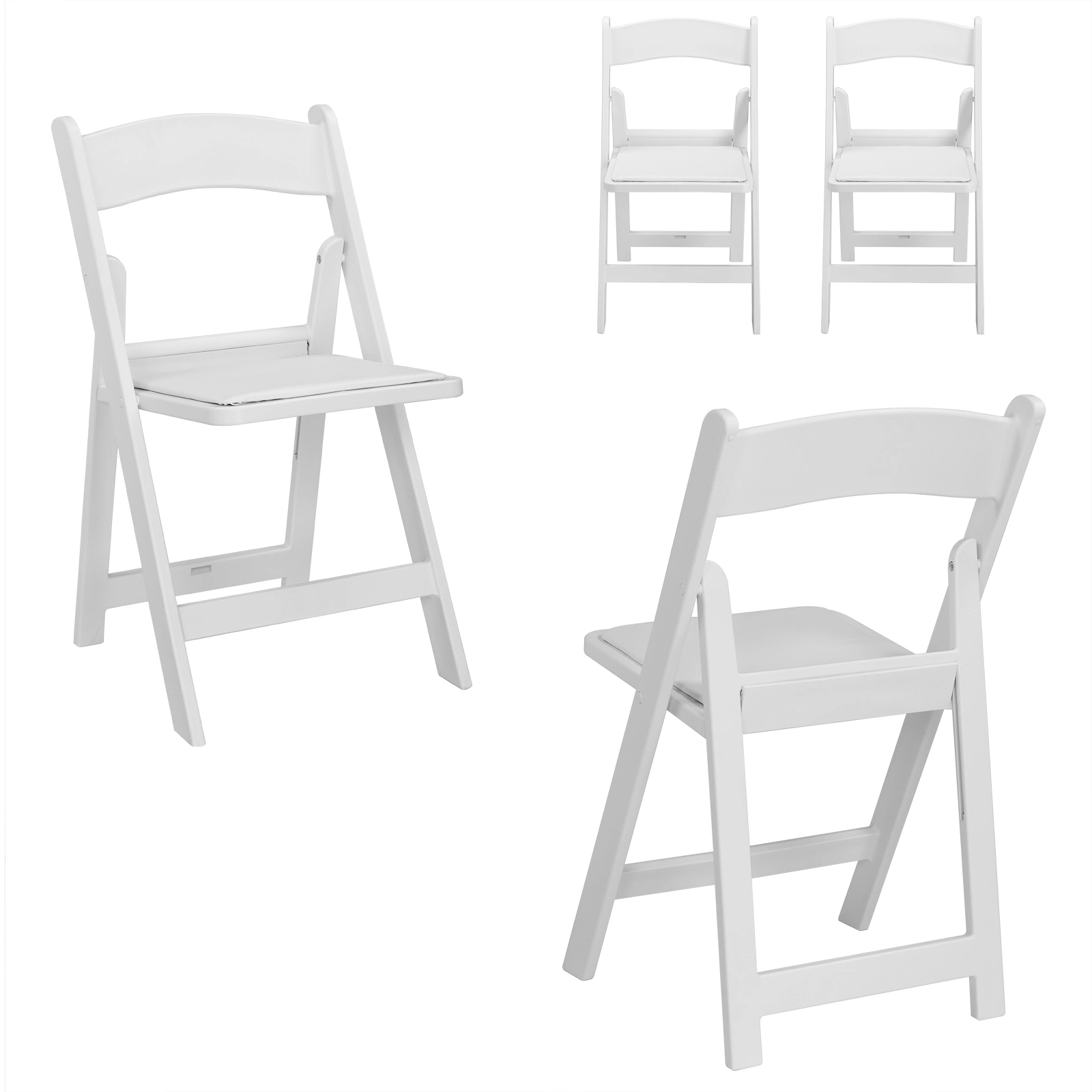4 Pack White Folding Chairs with Padded Seat, Resin Stackable Event Chairs Indoor Outdoor for Home Party Picnic Wedding School view 29