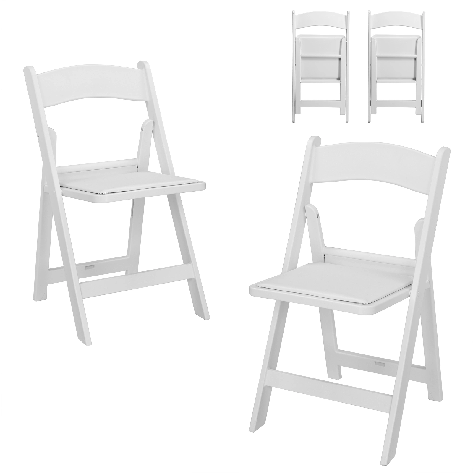 4 Pack White Folding Chairs with Padded Seat, Resin Stackable Event Chairs Indoor Outdoor for Home Party Picnic Wedding School view 31