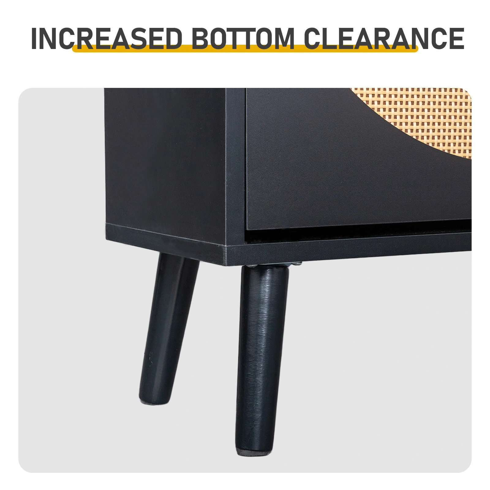 Rattan Front Shoe Cabinet 1 Drawer 2 Flip-Down Compartments Particleboard Shoe Storage 54x24x110cm Black view 8