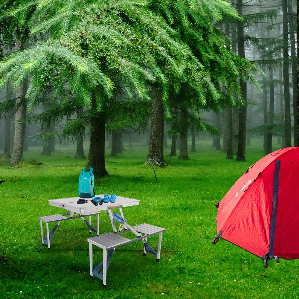 1 Piece Folding Table and Chair Set, Aluminum Alloy Portable Outdoor Seating view 29