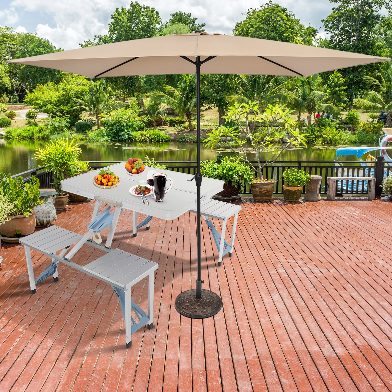 1 Piece Folding Table and Chair Set, Aluminum Alloy Portable Outdoor Seating view 30