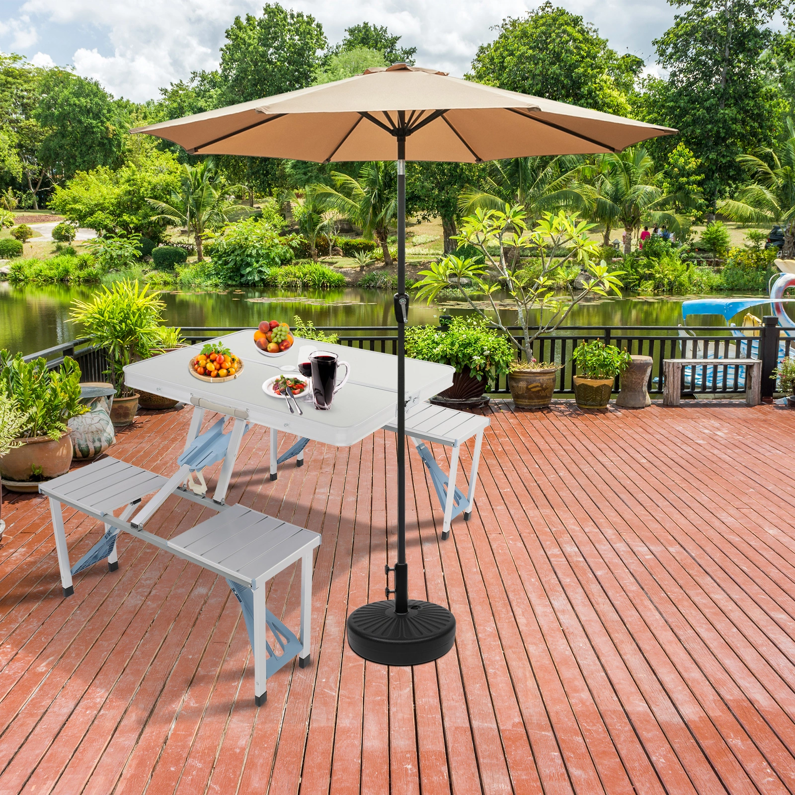 1 Piece Folding Table and Chair Set, Aluminum Alloy Portable Outdoor Seating view 31