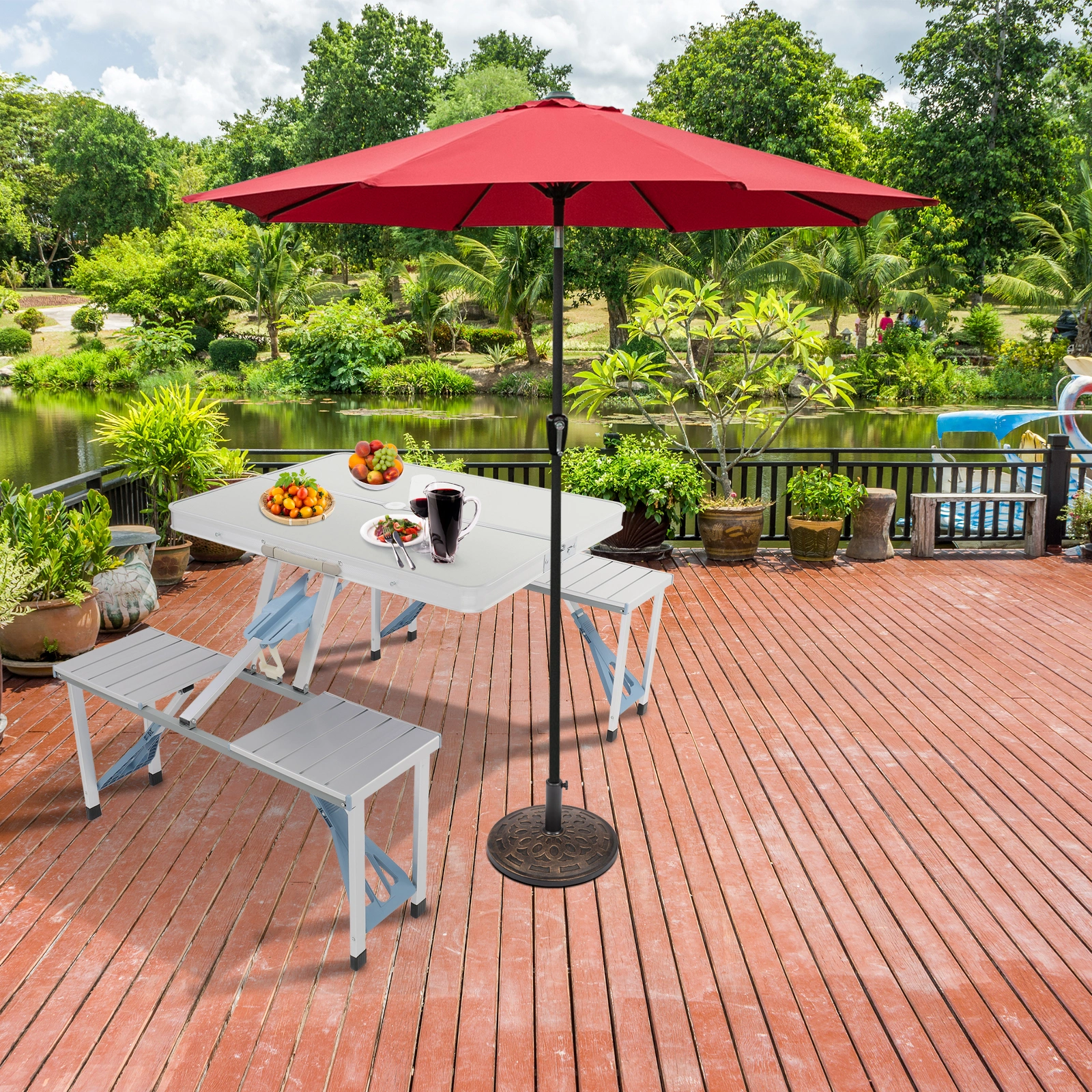 1 Piece Folding Table and Chair Set, Aluminum Alloy Portable Outdoor Seating view 33