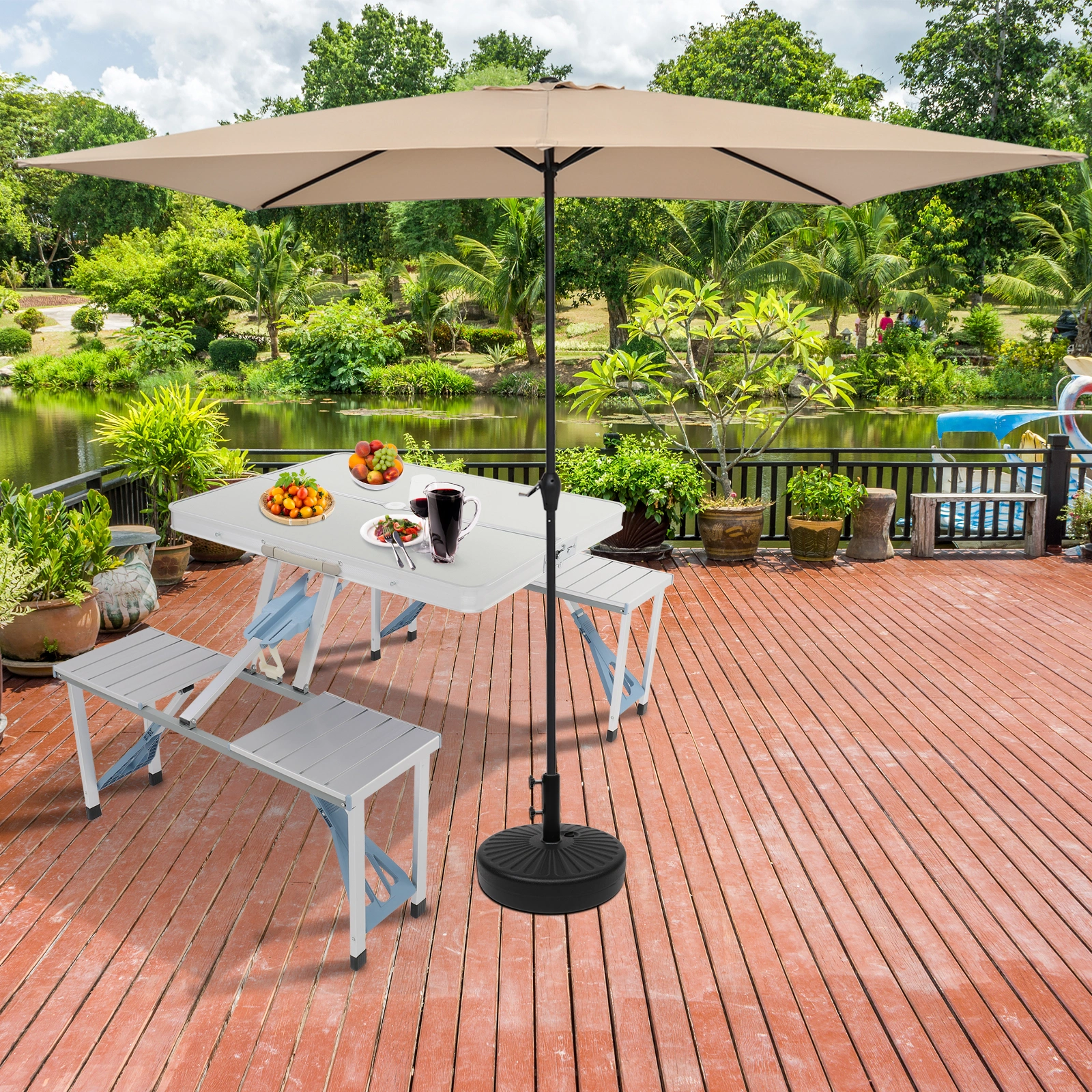 1 Piece Folding Table and Chair Set, Aluminum Alloy Portable Outdoor Seating view 34