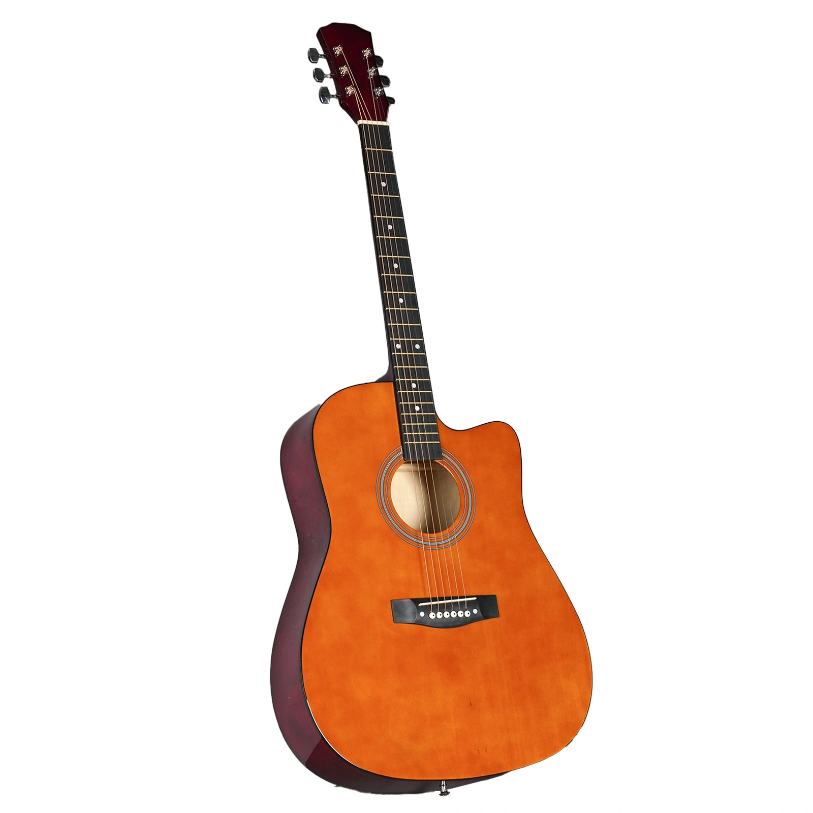 41-Inch Brown Acoustic Guitar, Dreadnought Cutaway Barrel Shape, Complete Bundle with Gig Bag, Pick, Strings, Capo, Tuner, Wrench & Shoulder Strap