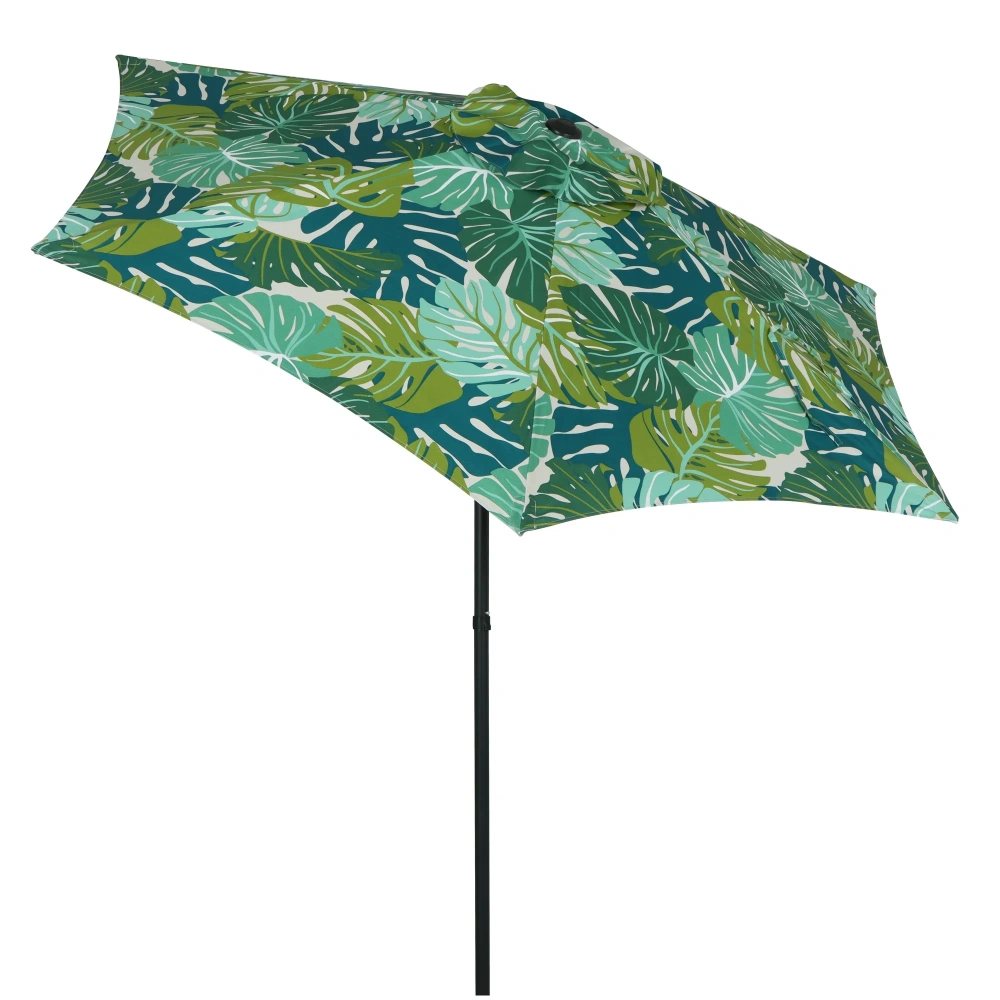 5' Palm Print Round Outdoor Patio Market Umbrella, Push-Up Open, 3-Angle Tilt view 4