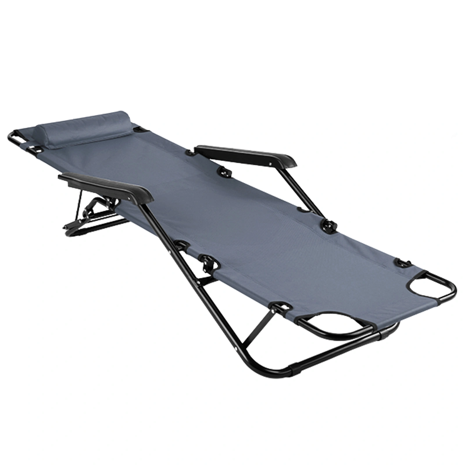 Portable Folding Reclining Chair, Extendable Dual Purpose Lounge Chair, Grey, Lightweight, Compact Foldable Design for Indoor Outdoor Use view 13