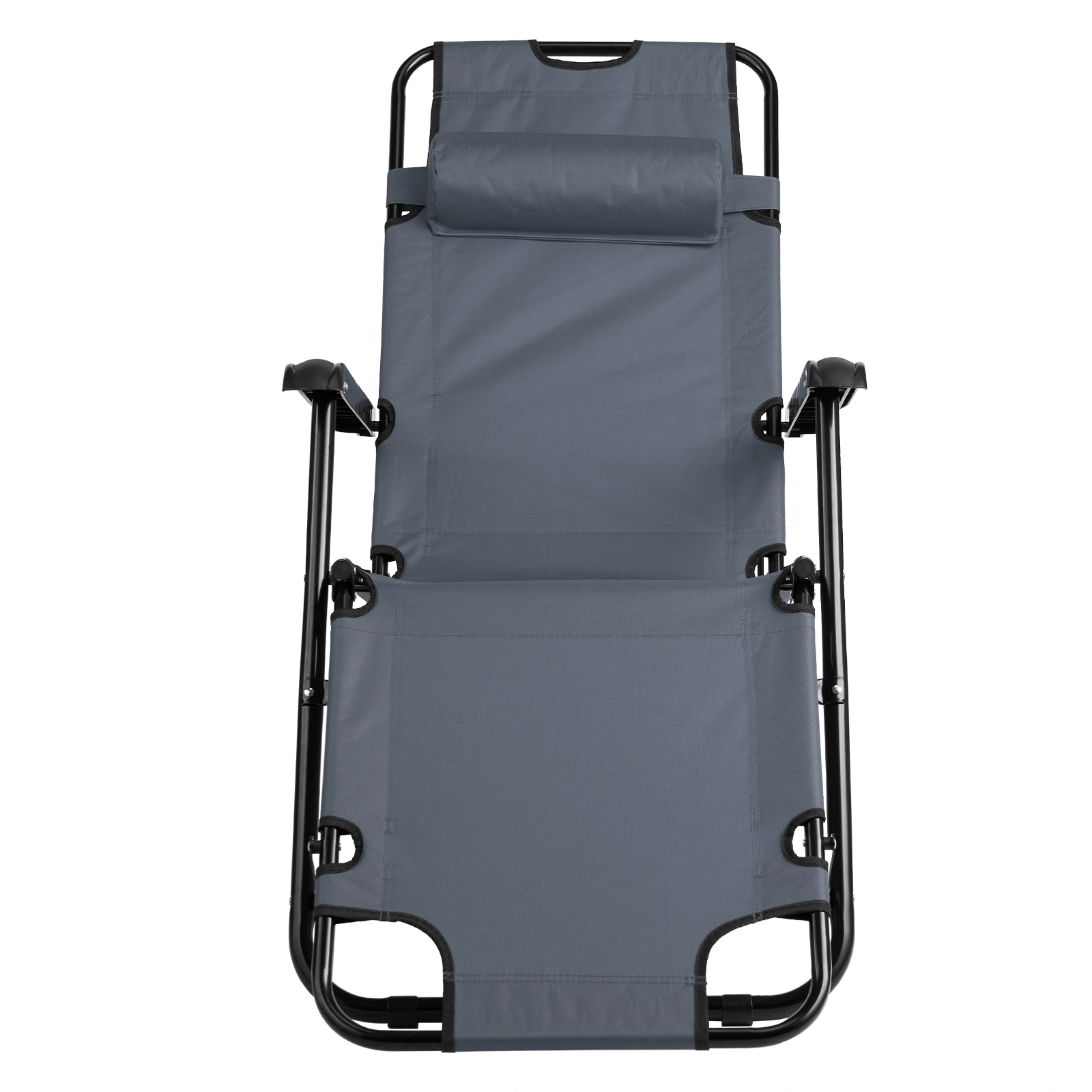 Portable Folding Reclining Chair, Extendable Dual Purpose Lounge Chair, Grey, Lightweight, Compact Foldable Design for Indoor Outdoor Use view 4