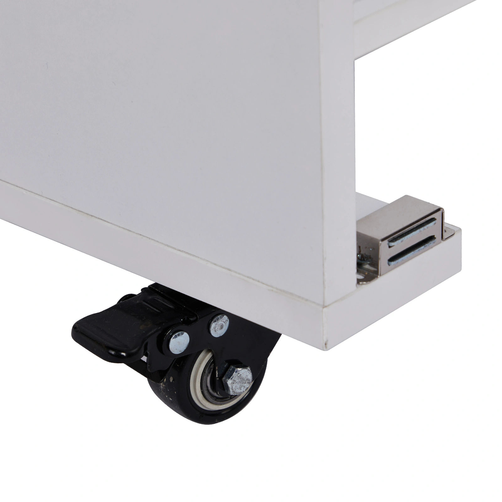 Foldable Manicure Table with Electric Dust Collector, Lockable Wheels & Drawers, White Beauty Salon Station with Wrist Rest view 11