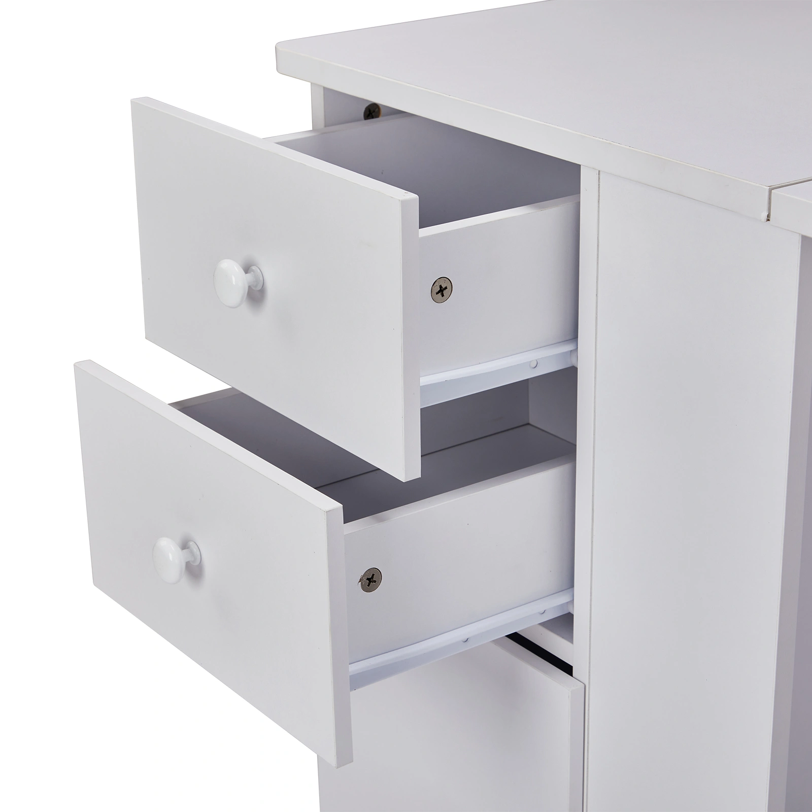 Foldable Manicure Table with Electric Dust Collector, Lockable Wheels & Drawers, White Beauty Salon Station with Wrist Rest view 12