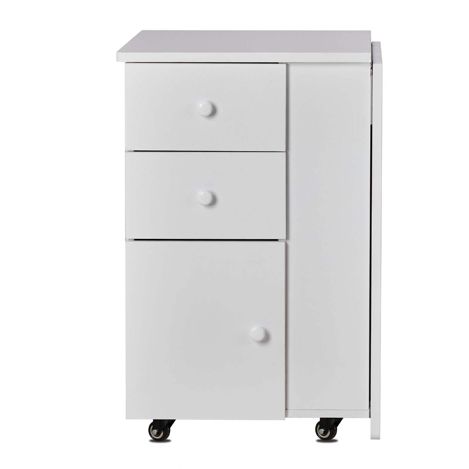 Foldable Manicure Table with Electric Dust Collector, Lockable Wheels & Drawers, White Beauty Salon Station with Wrist Rest view 4