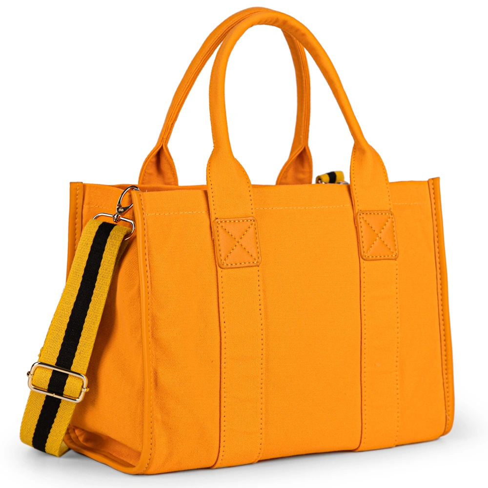 Canvas Tote Bag for Women Orange - Top Handle Crossbody Shoulder Handbag Shopping Bag