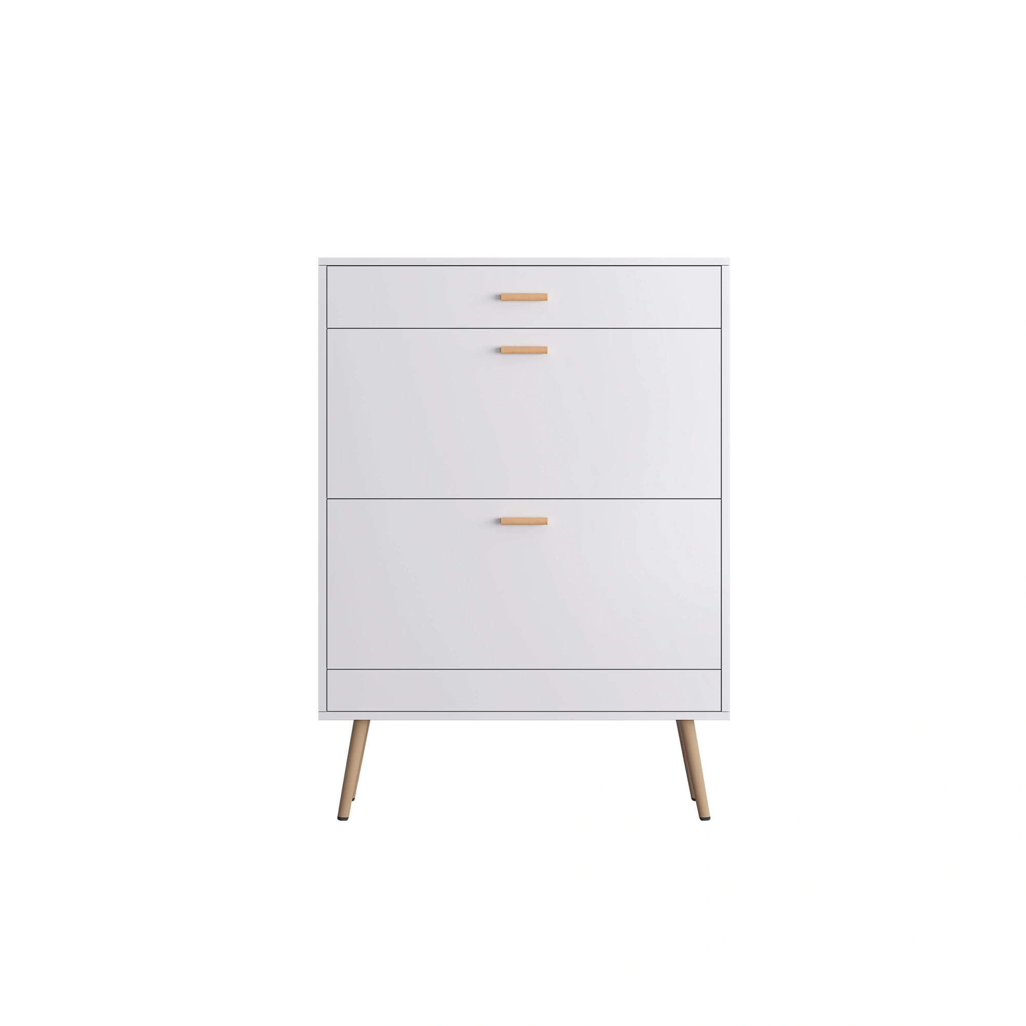 White Entryway Shoe Cabinet - 16 Pair Shoe Rack Storage Organizer with 2 Flip Drawers for Heels Boots Slippers view 7