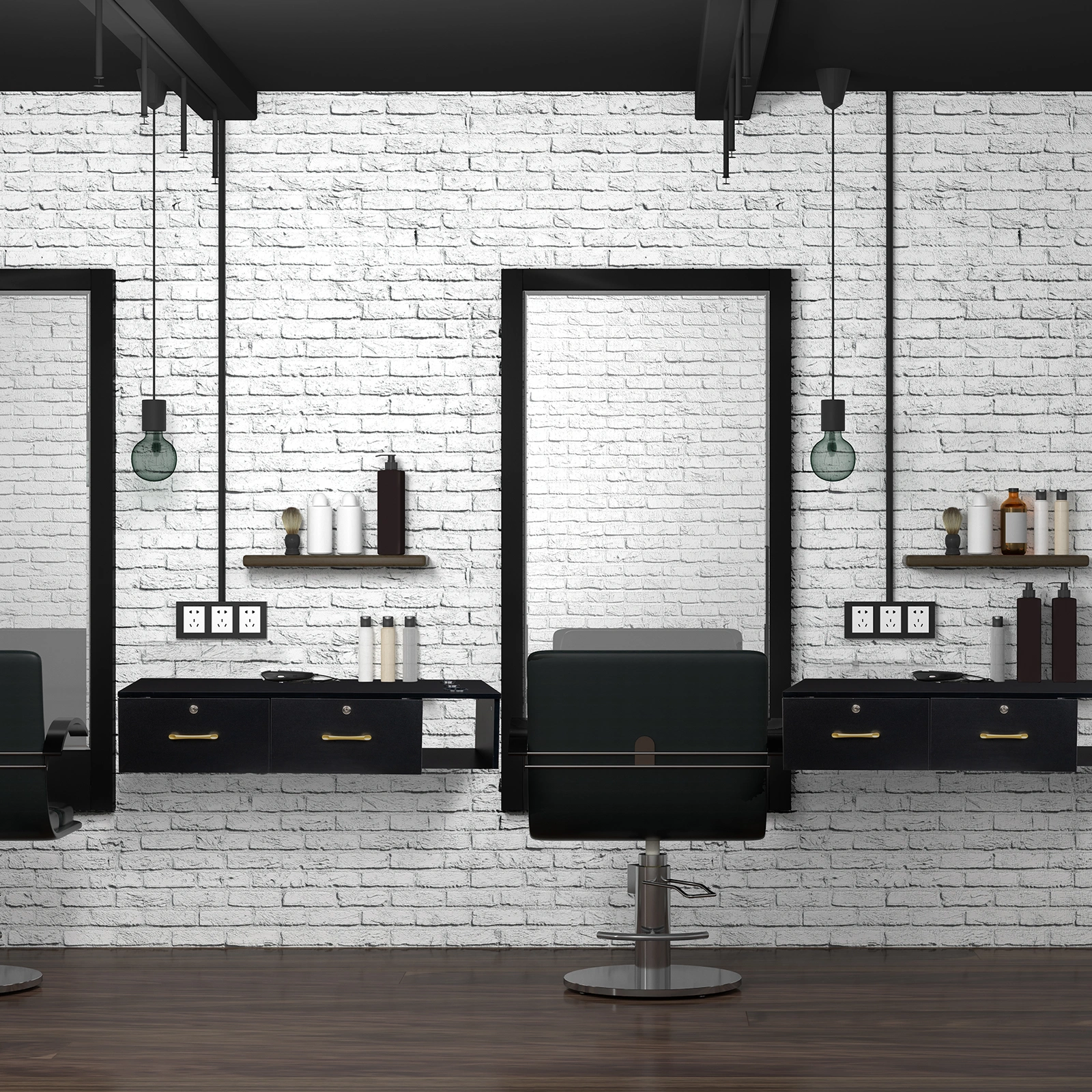 15cm Black E0 Particleboard Salon Cabinet - Hemp Surface, Two Drawers with Three Locking Holes view 10