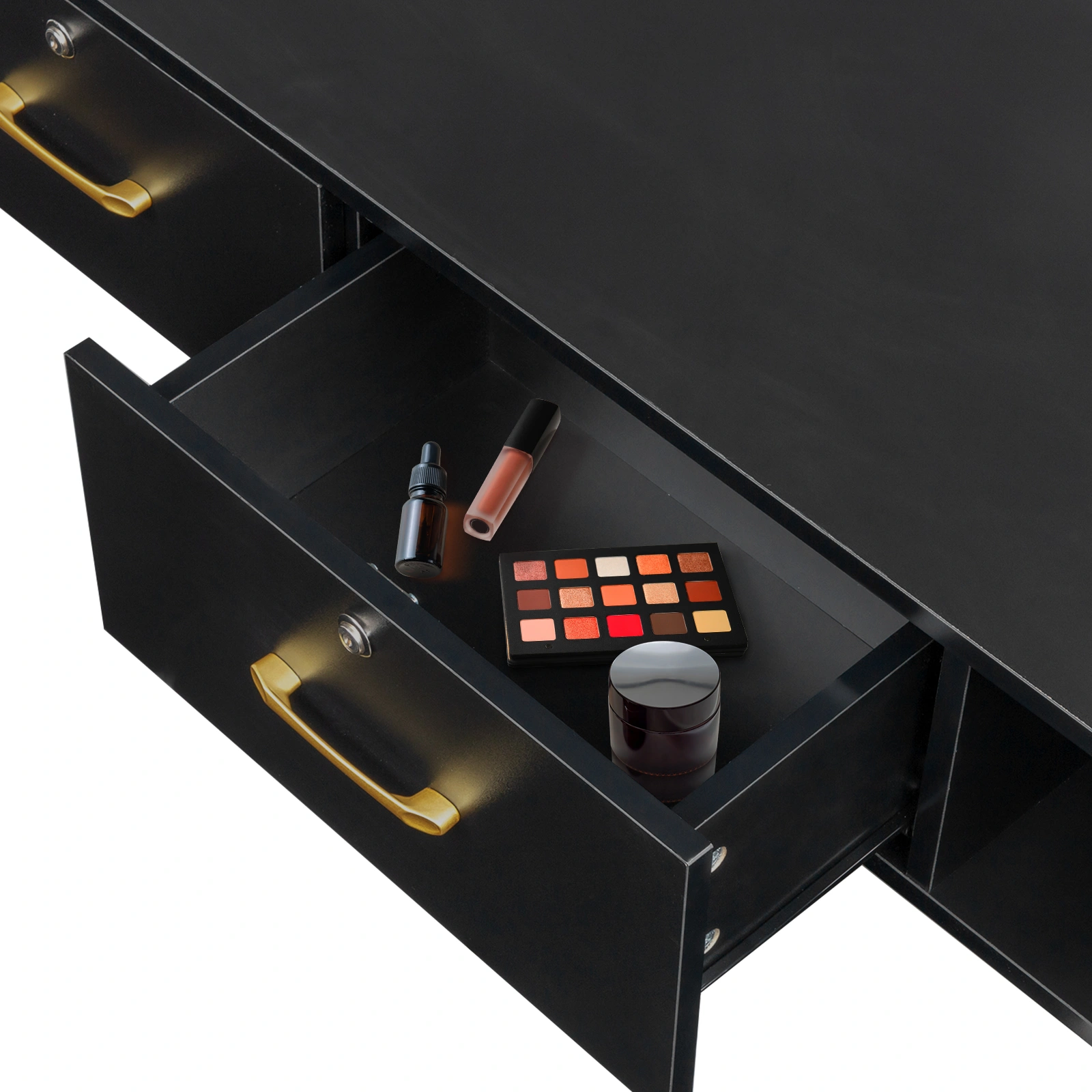 15cm Black E0 Particleboard Salon Cabinet - Hemp Surface, Two Drawers with Three Locking Holes view 11