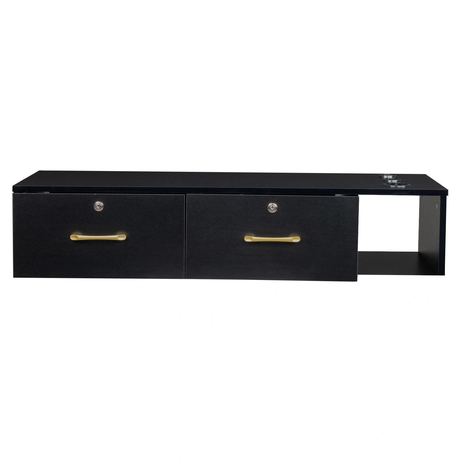 15cm Black E0 Particleboard Salon Cabinet - Hemp Surface, Two Drawers with Three Locking Holes view 7